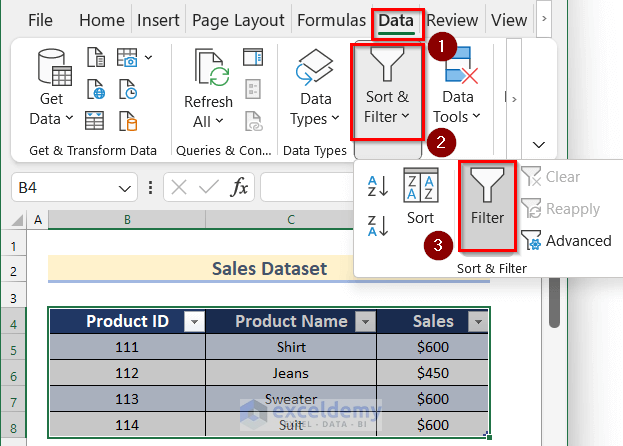 Removing Filters to Create Table from Multiple Sheets in Excel