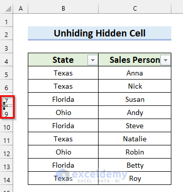 Unhide Hidden Cell & Select Whole Range