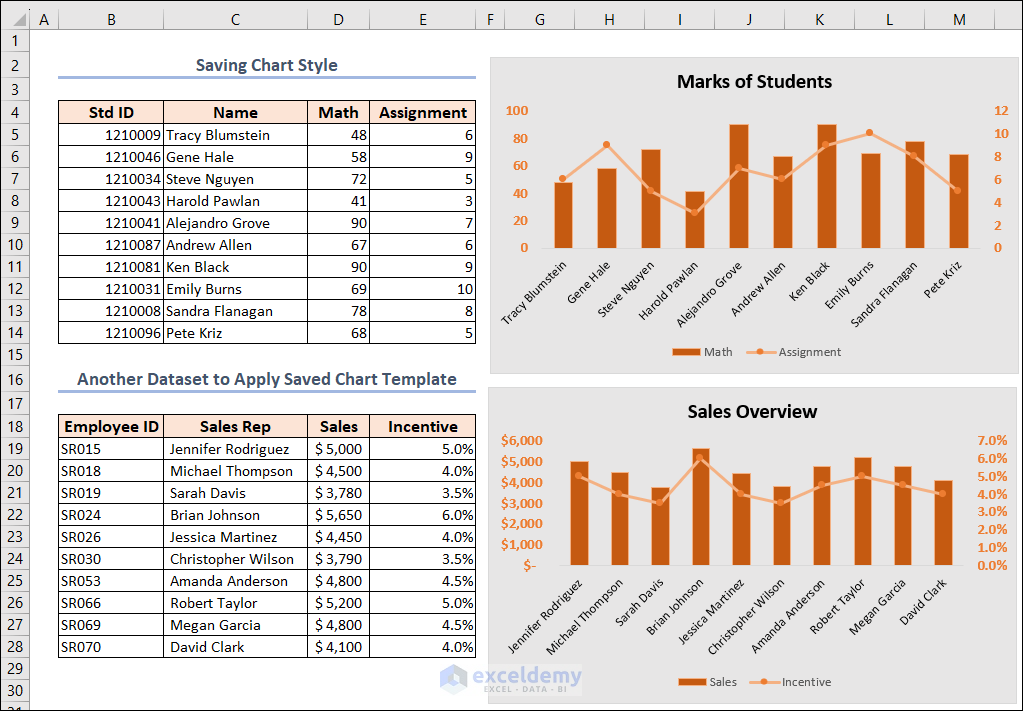 excel save chart style
