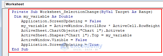 VBA Code to keep Visible Excel Chart when data is Scrolling 