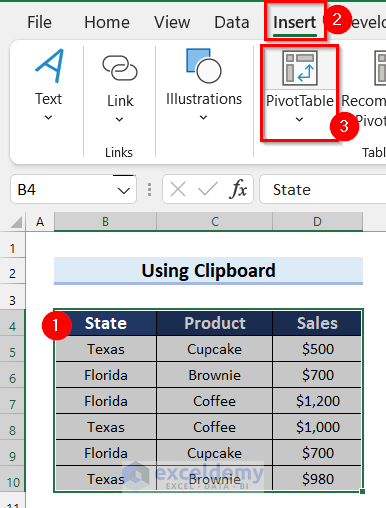 Use Clipboard to Copy and Paste Pivot Table Values with Formatting