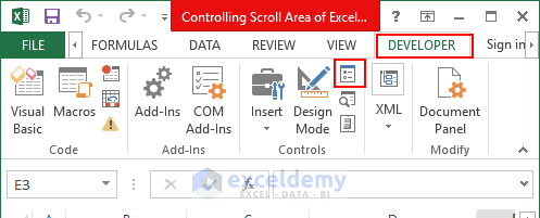 Limit Scroll area in Excel