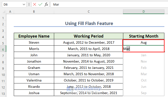 Employing Excel Flash Fill Feature to Truncate Text