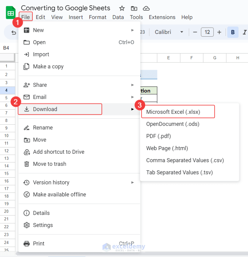 22-Convert Google Sheets to Excel file