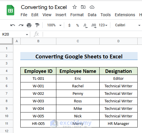 How to Convert Google Sheets to Excel