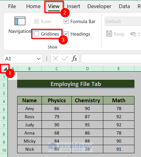 Removing Gridlines to Edit CSV File in Excel