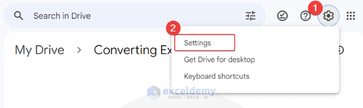 3-Select settings in Google Drive