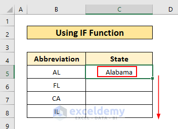 Convert State Abbreviation to Name in Excel