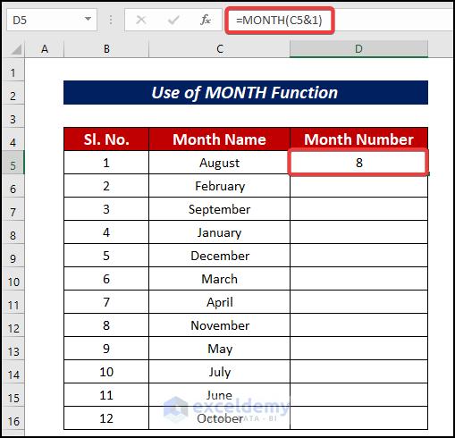 Excel Convert Month Name to Number