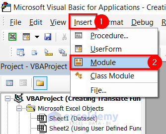 Opening Module to Use Excel VBA to Translate Language Formula