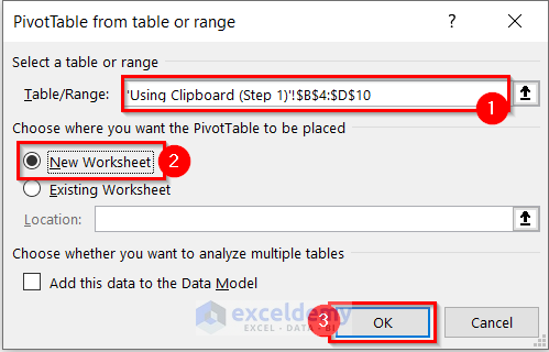 Inserting Pivot Table to Copy and Paste the Values with Formatting