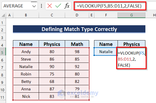 Define Preferred Match Type Correctly when VLOOKUP is Not Returning Correct Value in Excel