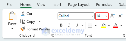 Changed Font Size in New Workbook