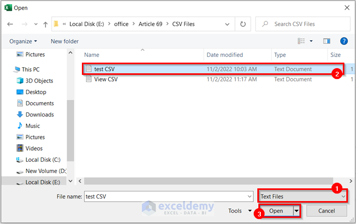 Open Dialog Box to Edit CSV File in Excel