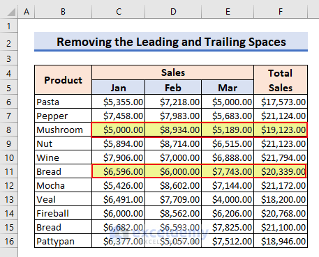 4.2-Removing all of the leading or trailing spaces