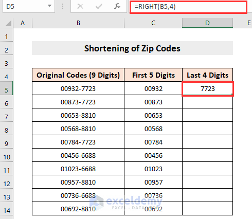 use of Right function to format Zip Code