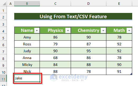 Adding New Name to Edit CSV File in Excel