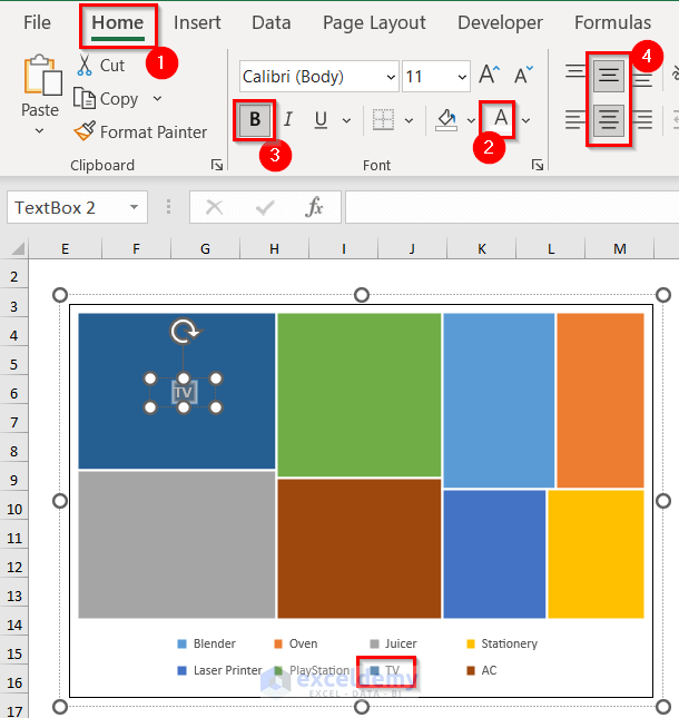 Adding Data Labels in Excel Treemap