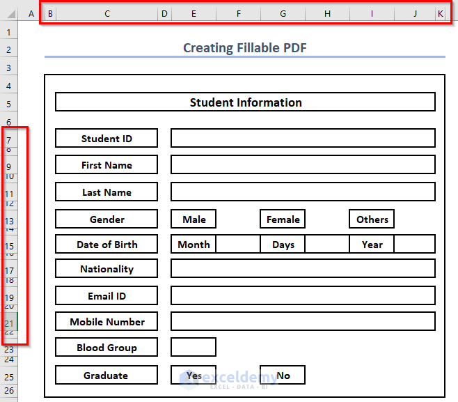 Create a Fillable form in Excel