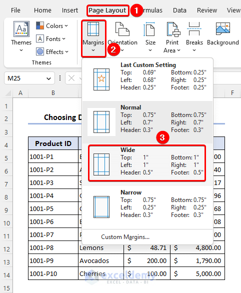 Overview of how to change margins in Excel