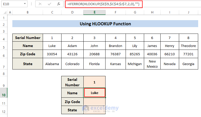 Populating with HLOOKUP