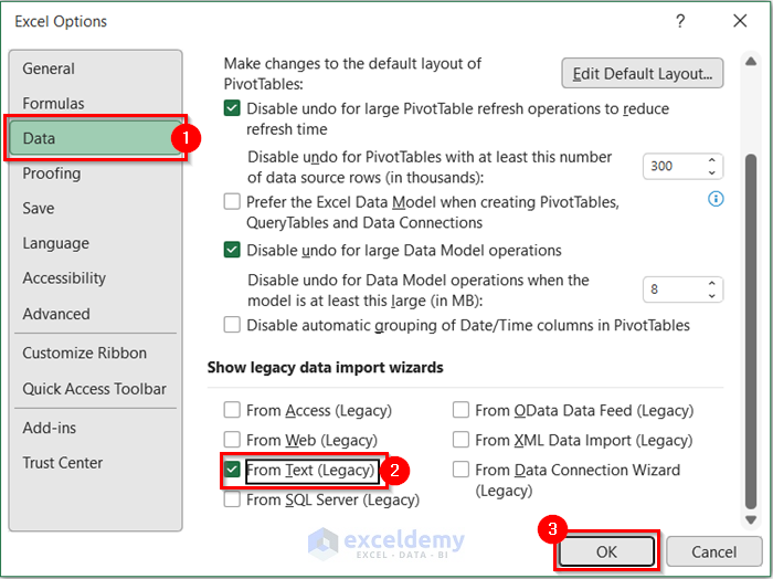 Excel Options Dialog Box to Edit CSV File in Excel
