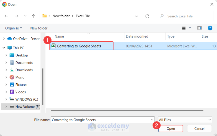7-Open the Excel file that you need to convert into Google Sheets