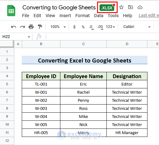 XLSX file Opened in Google Sheets to Convert Excel File Automatically