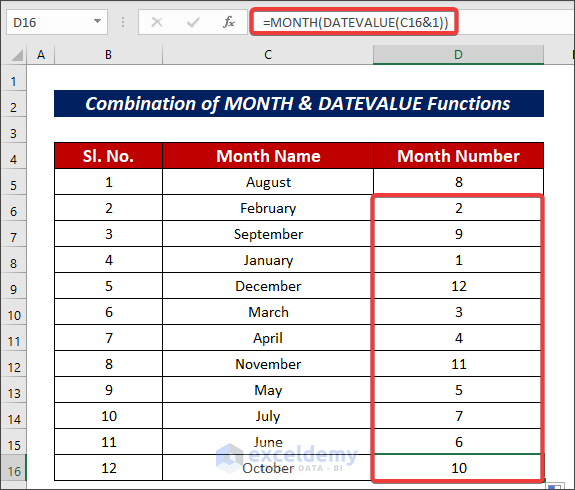 Excel Convert Month Name to Number