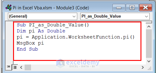 Use of Double Value of Pi in Excel VBA