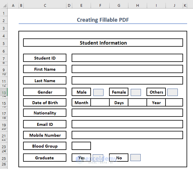 Showing a Pattern to Create a Fillable PDF from Excel