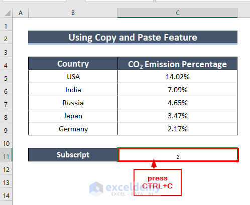 Copying Cell to Add Subscript in Excel Graph
