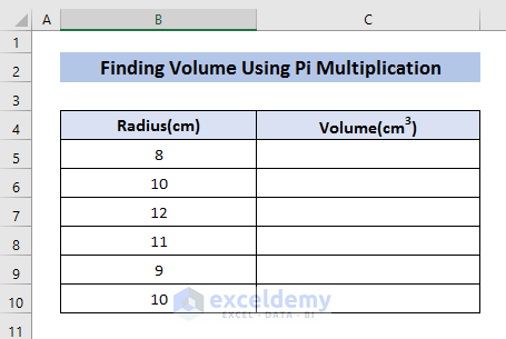 Multiply Pi in Excel