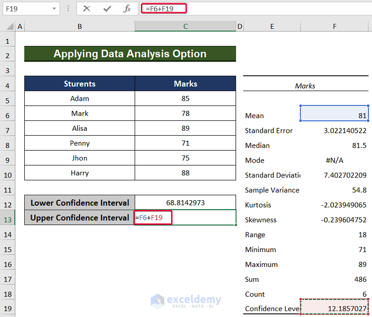 calculating upper confidence level to calculate 99 confidence interval in excel