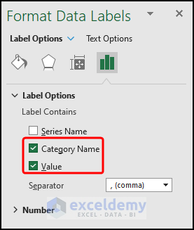 Selecting Category Name and Value option