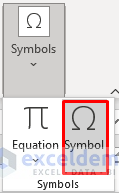 Seleccionar comando de símbolo en Excel para insertar subíndice