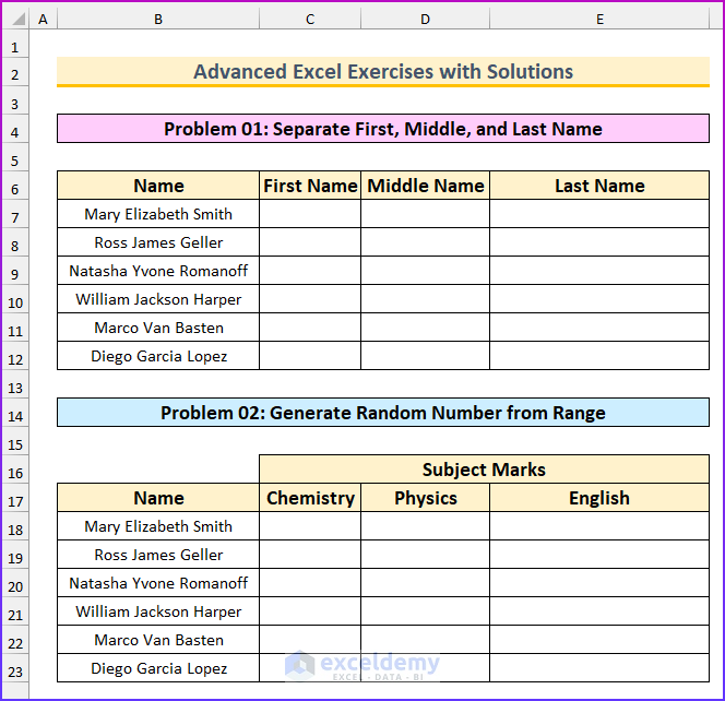 Problem Overview of Advanced Excel Exercises with Solutions PDF