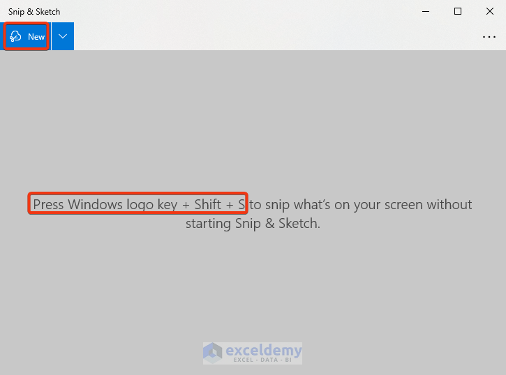 Take screenshot by default application of windows to attach in Excel