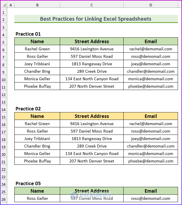 Problem Overview of Best Practices for Linking Excel Spreadsheets 