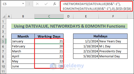 Calculating Workdays in a Month in the Current Year