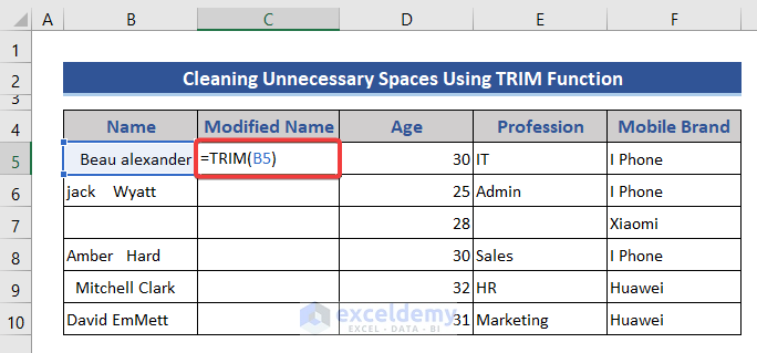 Use TRIM function to clean survey data