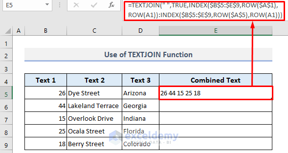 TEXTJOIN Function to Get Desired Result