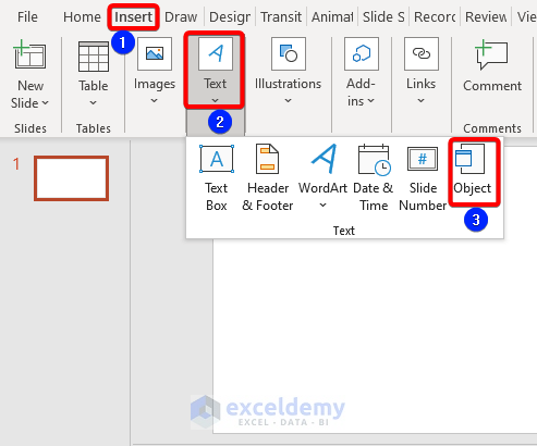 Embed Excel into PowerPoint
