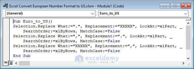 Convert Number from European to US Format Using VBA Macro