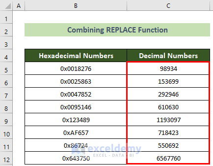 Converted Hexadecimal to Decimal in Excel