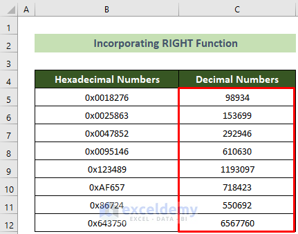 Converted Hex to Decimal in Excel
