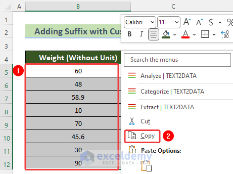 Copy Desired Cell Values