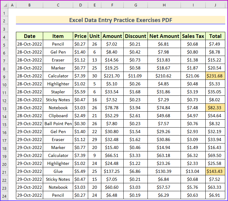 excel data entry assignment