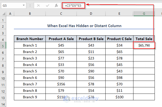 When Excel File Has Hidden or Distant Column