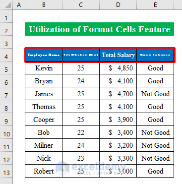  Utilization of Format Cells Feature
